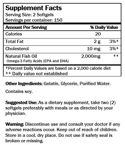 Alaska Deep Sea Fish Oil (300 Softgels/ 1,000mg)