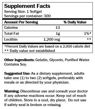 Lecithin (300 Softgels/ 1,200mg)
