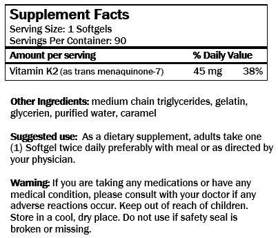 Vitamin K2 (90 Softgels/45MCG)