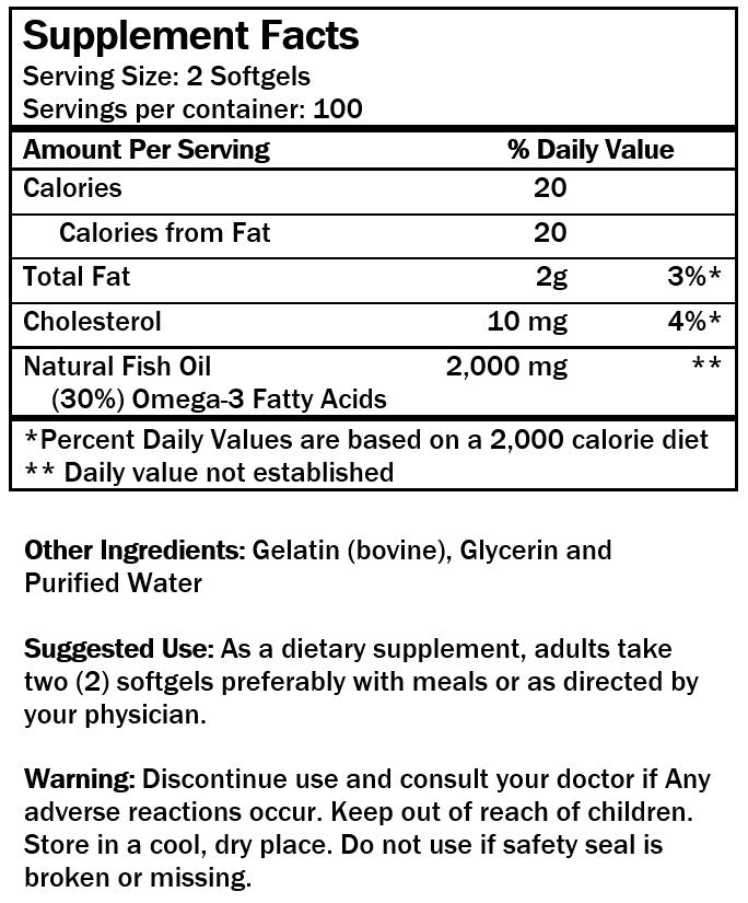 Alaska Deep Sea Fish Oil (200 Softgels/ 1,000mg)