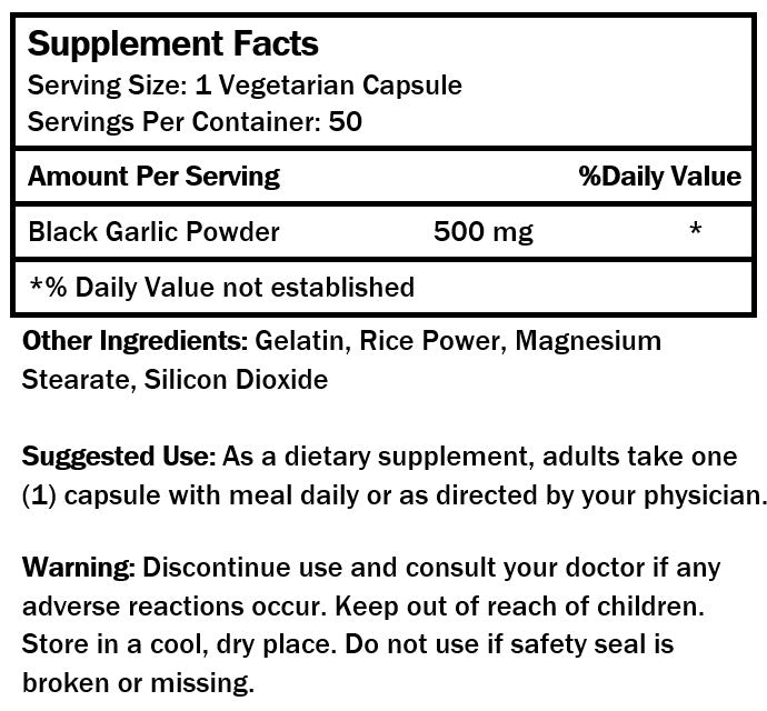 Black Garlic Extract 10:1 (50 Capsules/ 500mg)