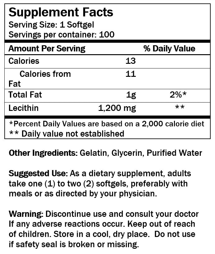 Lecithin (100 Softgels/ 1,200mg)