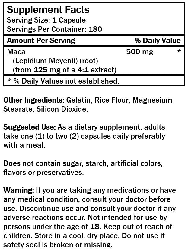 Maca (180 Capsules/ 500mg)